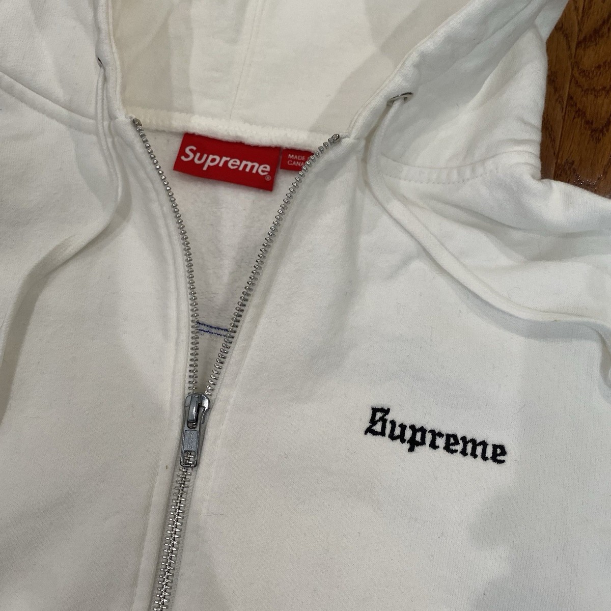 Supreme SS17 666 Zip Up Sweat Hoodie White Red Size Large | eBay