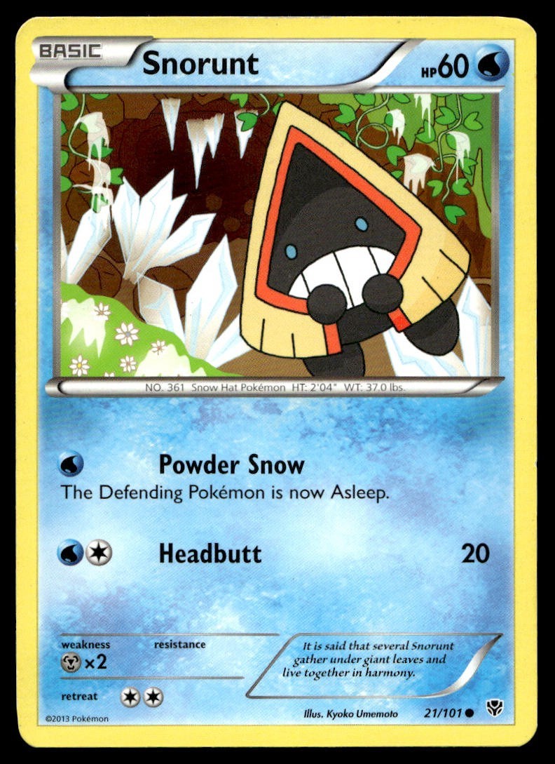 Snorunt 21/101 Pokemon Card Plasma Blast Common 60 HP Lightly Played NY