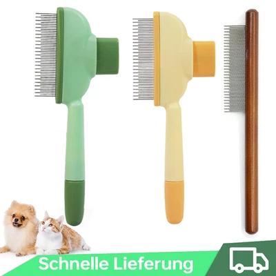 LC-PARTS Fellblitz Bürste Pfotenmond Katzenbürste mit Auslöseknopf Selbstreinigender 1/2x