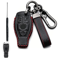 Leather car keychain Fob Case Cover For Mercedes Benz A B C E S GLA GLC GLE New