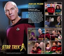 Nevis 2017 Star Trek Jean-Luc Picard Souvenir Stamp Sheet Of 6 Scott #1917 MNH