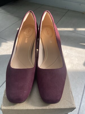 Clarks Sheer Rose Burgundy Rose Intrest Court Shoes Size