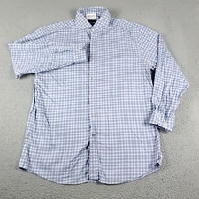 Tommy Hilfiger Shirt Mens 16.5 Blue Check Dress Button Up Long Sleeve