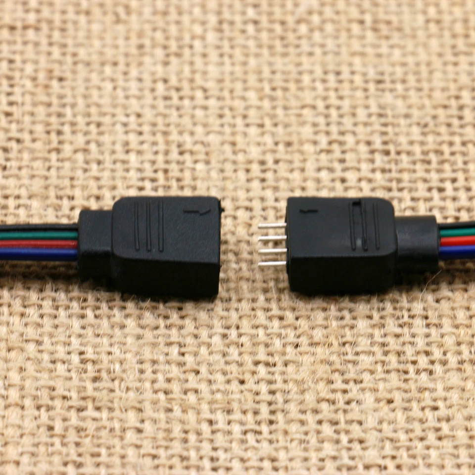 10Pcs 4Pin Male + Female Connector Cable Wire For 3528 5050 SMD LED Strip Light - Image 4 of 4
