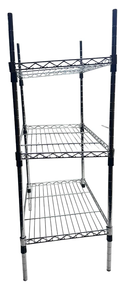 Apollo Hardware Chrome 3-Tier Wire Shelving Unit 20 x12 x 20" with Shelf Liner - Image 3 of 4