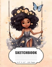Sketchbook: Cute Butterfly Girl Sketch for Girls, Kids, Teens, Adults Artist Not