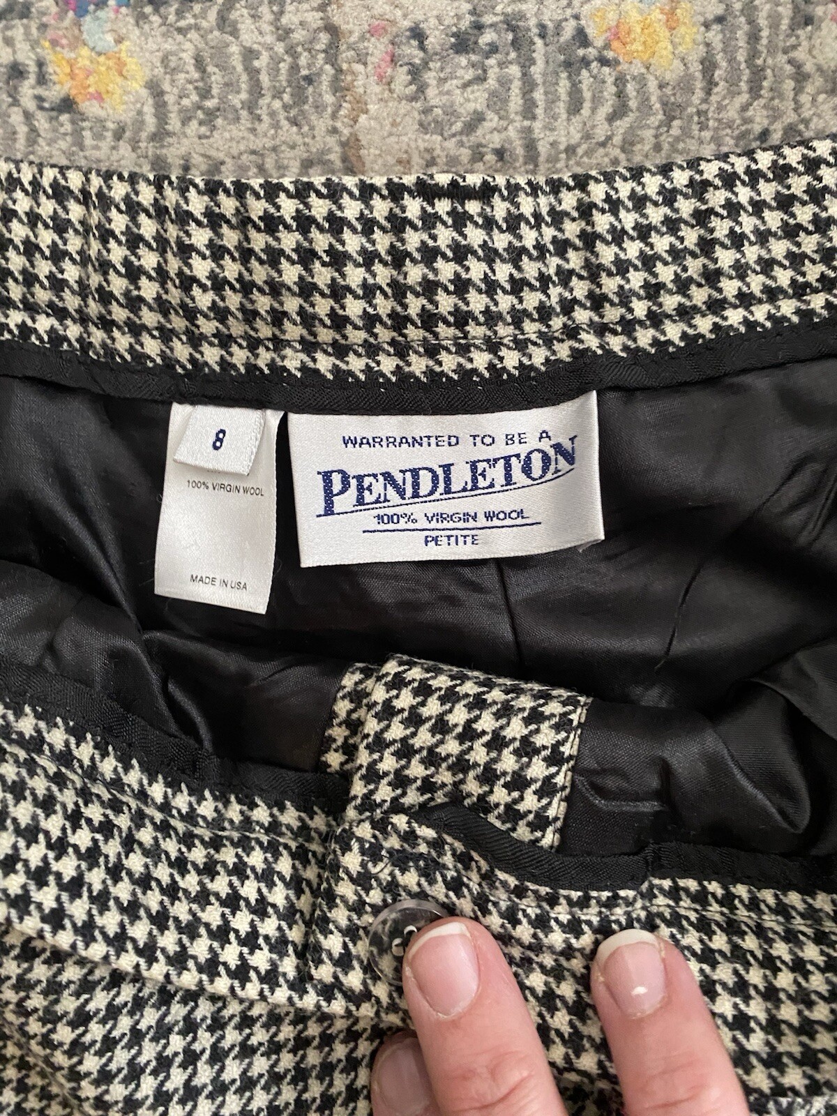 Pendleton 100% Wool Lined Pant Suit Houndstooth J… - image 13
