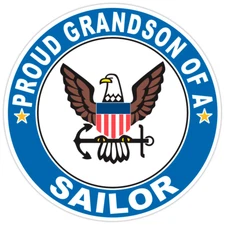 Proud Grandson of a Sailor U.S. Navy Round Bumper Sticker Military Decal 5"