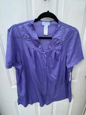 Vtg Vanity Fair Pajama Top Bed Jacket Size Large Lounge Wear Violet NWT