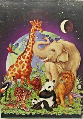 SPRINGBOK Children's 60 Pc Puzzle JUNGLE PARTY Giraffe Lion Panda Leopard T21