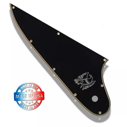 Black/Cream Wide Bevel Pickguard for 2007-2019 Gibson Firebird + Chrome Decal
