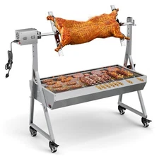 25W Rotisserie Grill Roaster 37 Inch BBQ Small Pig Lamb Rotisserie Roaster 132LB