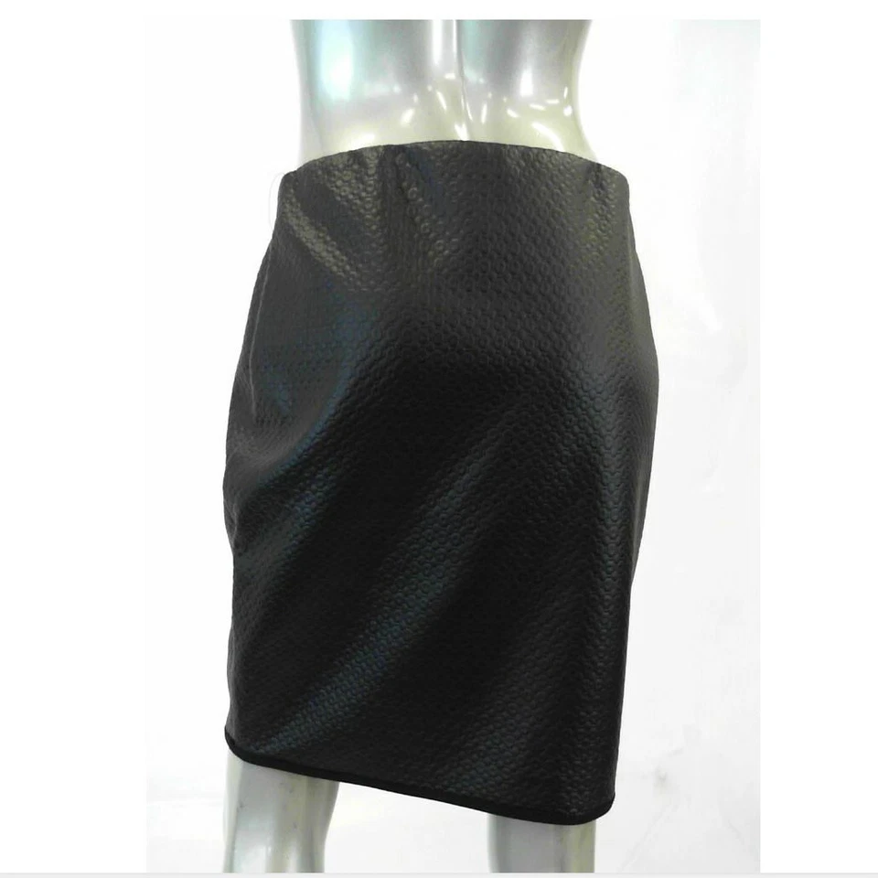 Falda Studio M Mujer M Negra Lápiz Sobre la Rodilla Sin Cordones Repujado Foto 2 de 2
