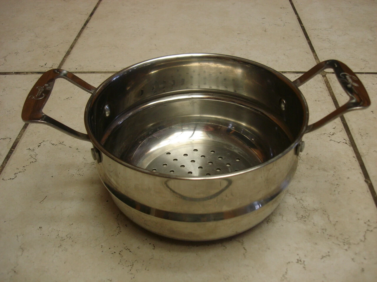 Emeril Stainless Steel Strainer Drain Pot Insert Steamer 7.5"EUC