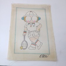 Tennis Player Needlepoint Canvas Ellen 10" x 14" 12 Count
