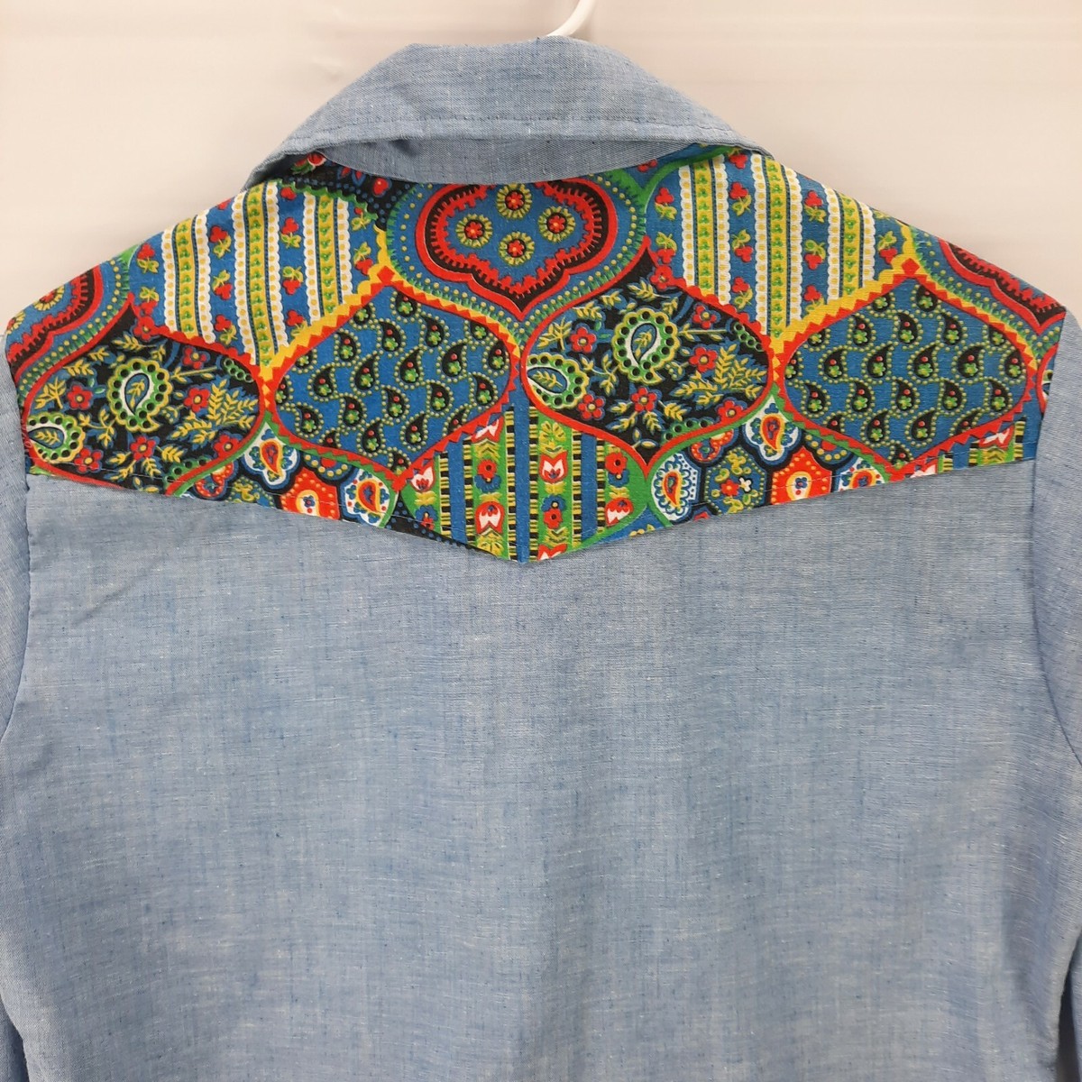 Vintage 70s Western Shirt Paisley Floral Sears Boys Size 30 Mens S 