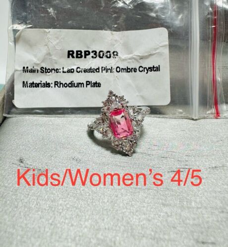 Damen/Kinder verstellbarer Ring Größe 4 oder 5 Bombe Party 3009 LC rosa Ombre Kristall - Bild 1 von 9