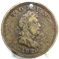 1820 Rulau-E ORE-1a R-4 PCGS VF Details North West Company Token Brass