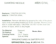 D 5107 AL Nadel Für Stanton 500 AL - Made In Japan