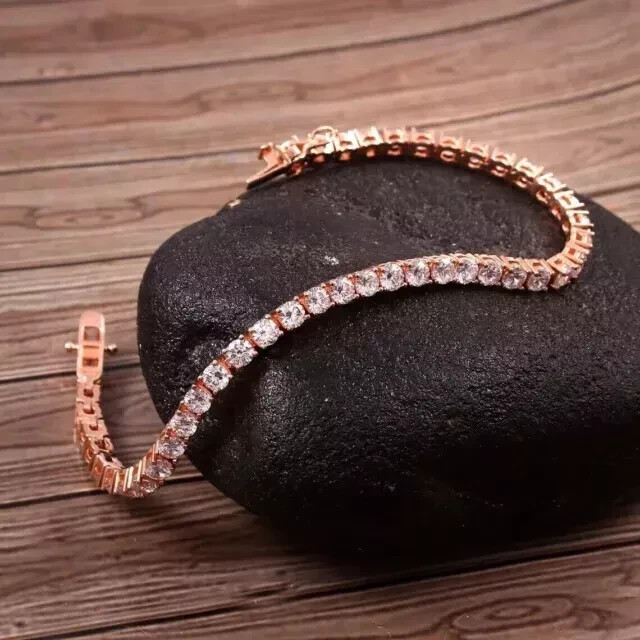 12Ctw Lab Diamond Tennis Bracelet for Women in 14K Rose Gold 7.5 Inches