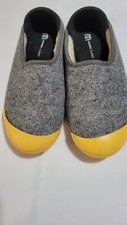 Mahabis Unisex Slippers Gray Yellow Wool Classic Comfort Womens 7.5