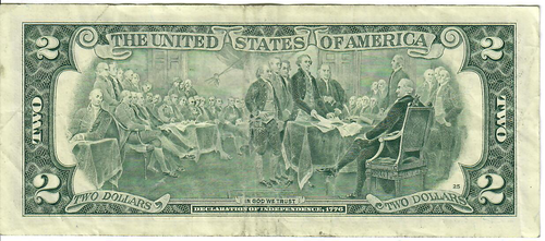 2003A 2$ Federal Reserve Note - Green Seal - AEC/JWSo D08926119A - #13695 - Picture 2 of 2