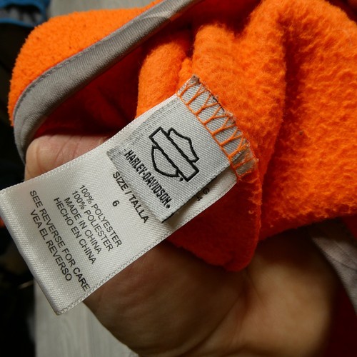 Harley Davidson Fleece Jacket Youth Size 6 Blaze Orange Hi Vis 1/4 Zip Sweater - Picture 7 of 8