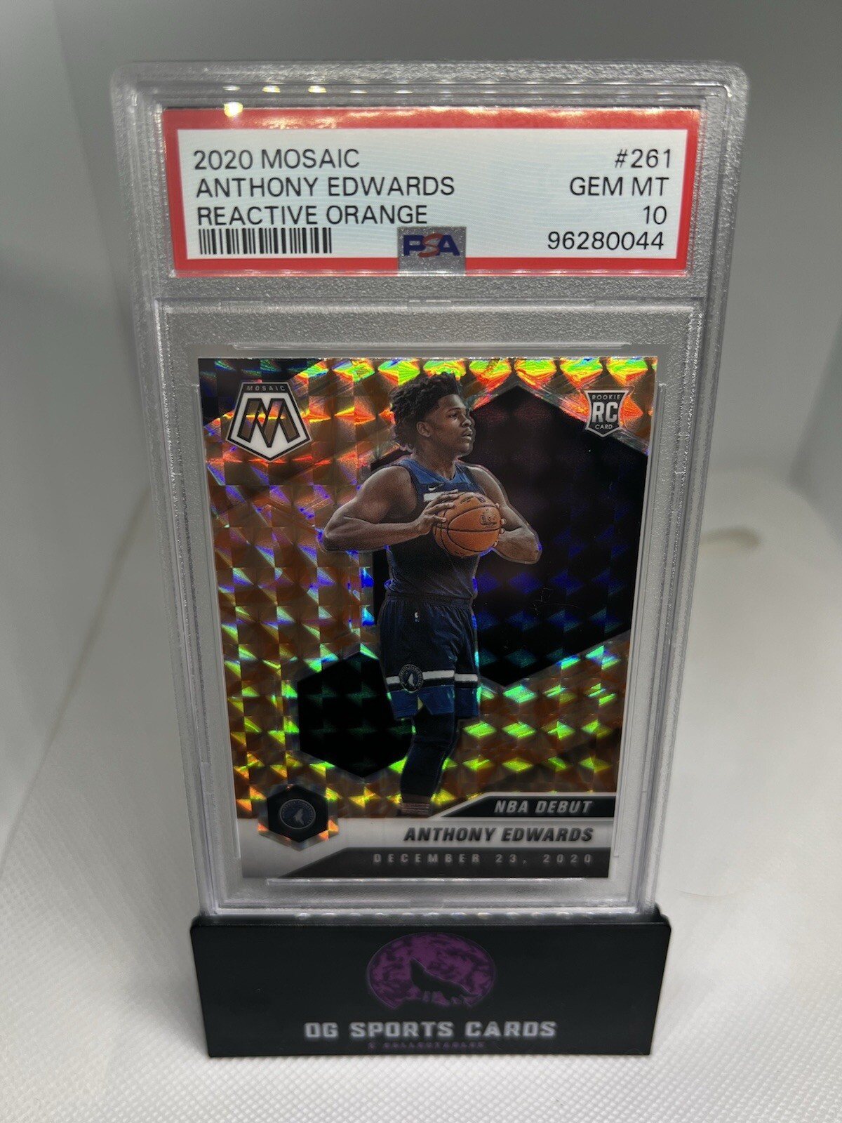 2020-21 Panini Mosaic Anthony Edwards #261 Reactive Orange RC PSA 10 GEM MT