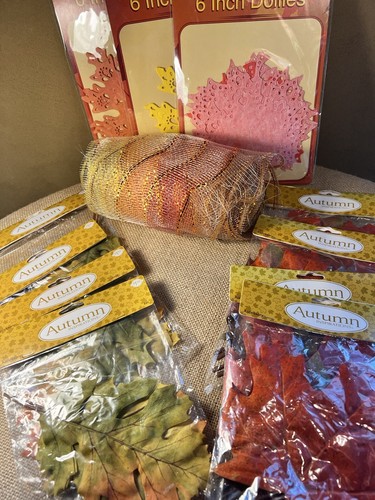Autumn Fall Thanksgiving Craft Leaves and Doilies -Lot of 12 - Picture 8 of 12