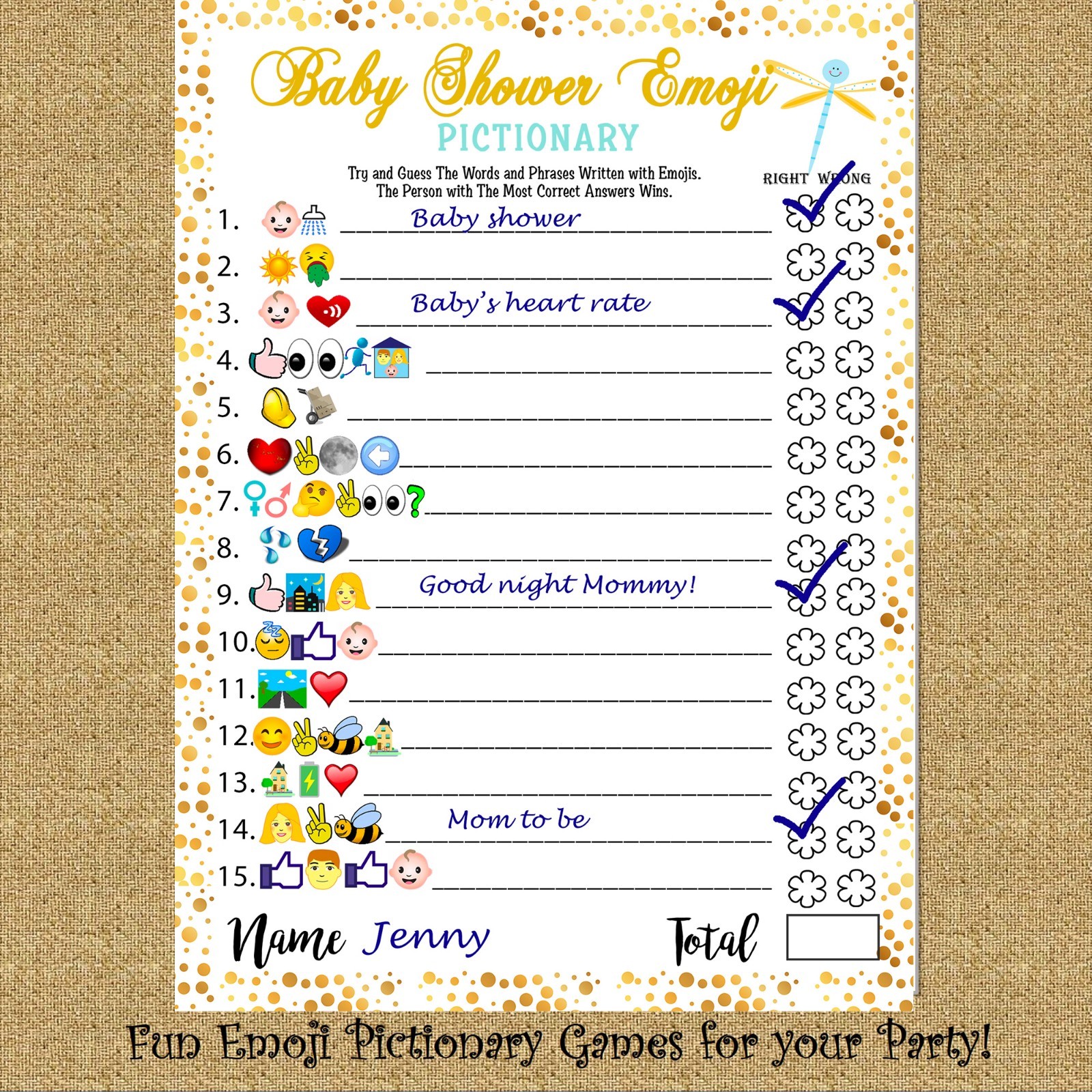 Baby Shower Games Fun Emoji Game 30 Cards for Girls Boys Baby Shower Party