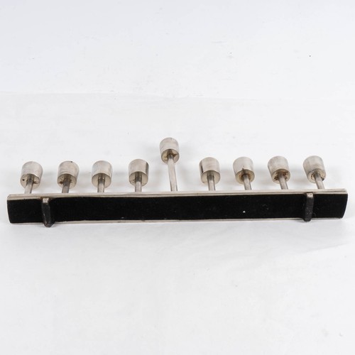 Contemporary Metal Hanukkah Menorah Candle Holder Nickel-Plated Modern 14 inch - Picture 7 of 10