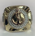 10k Gold & Cubic Zirconia Sparkling Anchor Ring Men’s Fine Jewelry  pinky ring