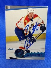 AUTOGRAPH AUTO Rhett Warrener 1995-96 Stadium Club #140