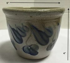 *1990*Eldreth Pottery*Salt Glazed*Repeating Strokes Crock*Handmade Folk Art*