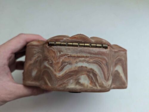 Vintage Genuine Incolay Stone Jewelry/trinket Box Pink Art - Picture 3 of 8