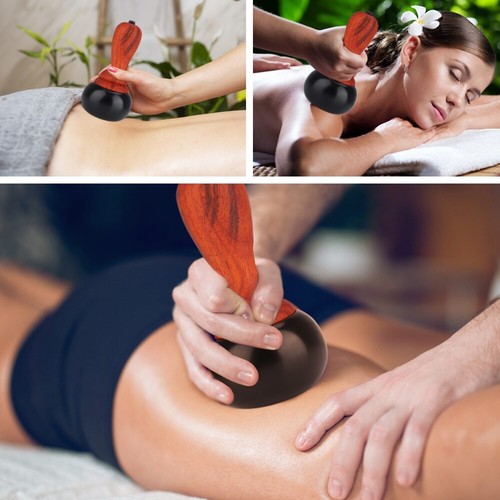 Electric Heating Bian Stone Massager Hot Compress Tool Back Face Massage Tool US - Picture 4 of 10