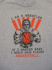 L gray WRESTLING vs. BASKETBALL t-shirt - WRESTLER