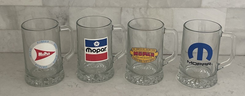 Mopar Logos Highball Drinking Glasses - Set of 4  Beer Handle Advertising