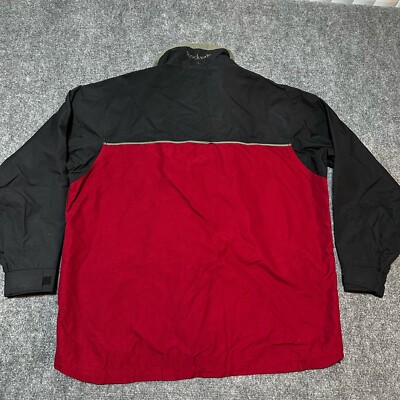 Columbia Jacket Men Large Black Red Button Zip Nylon Shell Lined