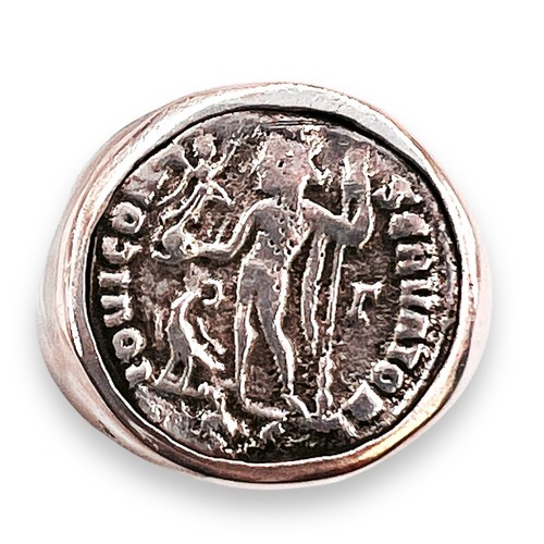 Anello uomo argento sterling antica moneta greca romana misura 11 g 8,5 -0409 - Foto 12 di 13