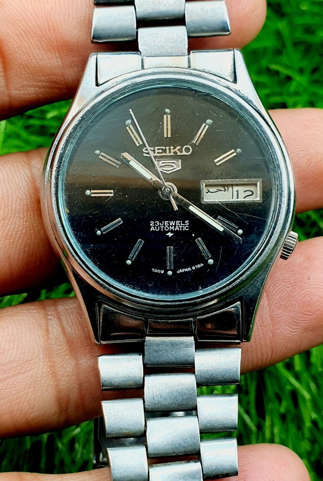23 Seiko Vintage Jewels Japan 5 Date Automatic Made Black Watch Day Of Dial Men - vintagewatches.pk