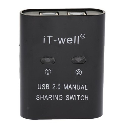 USB 2.0 Manueller Sharing Switch KVM Selector 2 Port HUB für PC Drucker