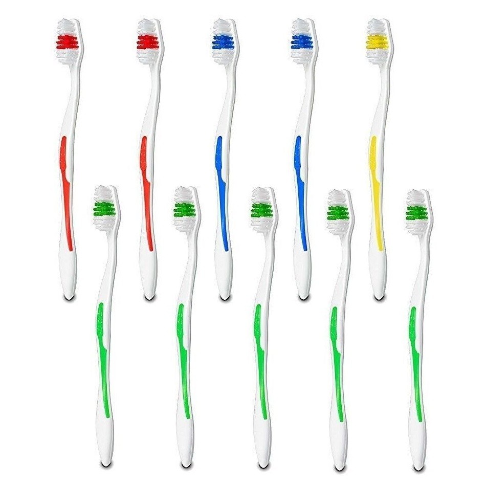 10x Toothbrush Pack Colored Set Basic Manual Hand Medium Bri