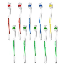 10x Toothbrush Pack Colored Set Basic Manual Hand Medium Bristle Firmness Travel