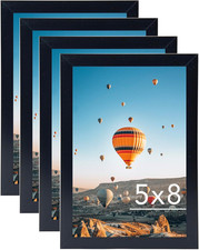 5X8 Picture Frame Set of 4 Black for Wall Hanging or Tabletop- Wall Mounting Hor