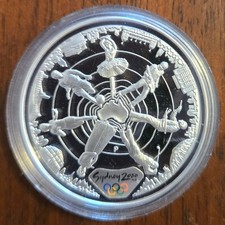 2000 P Australia Sydney Olympics A$5 1 oz .9999 Silver colorized proof like
