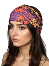 Hair Band Stretchy Headband Bandana Headwrap African Print Orange Black Biker