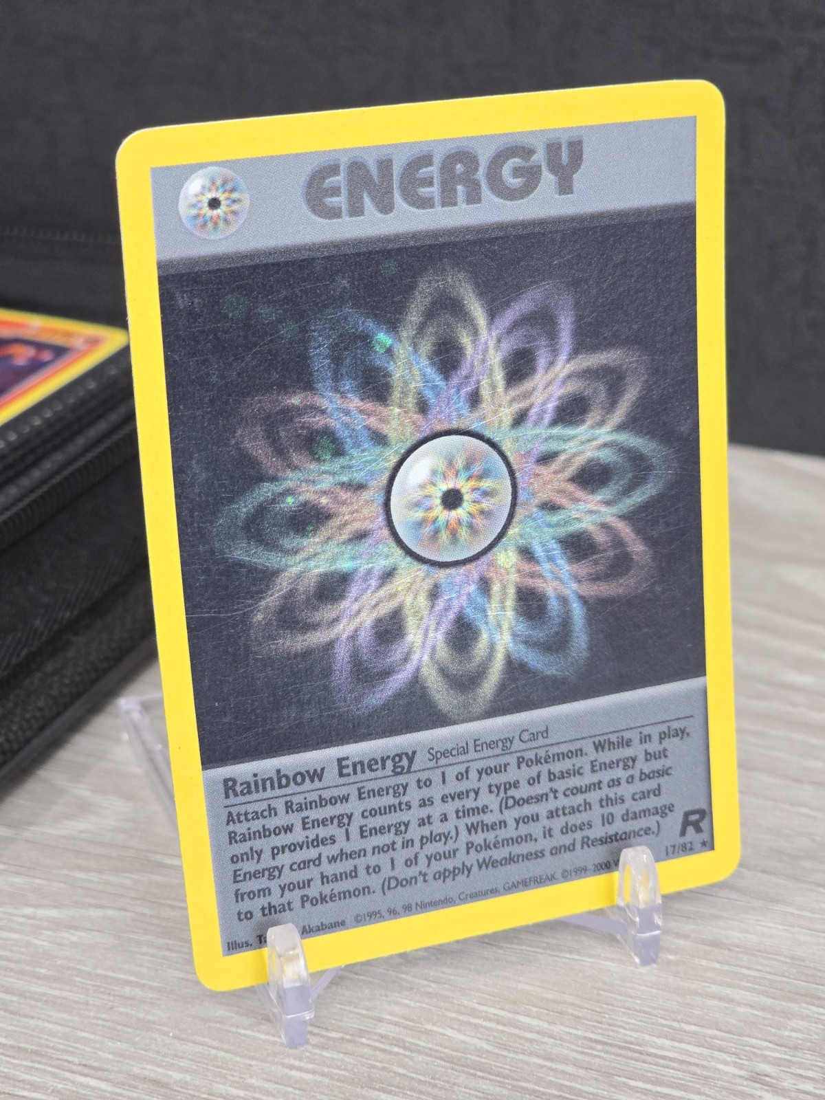 Pokemon Card TCG Rainbow Energy 17/82 Team Rocket 1999 Holo Rare Vintage Swirl