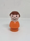 Vintage Fisher Price little people orange girl dark brown hair #2