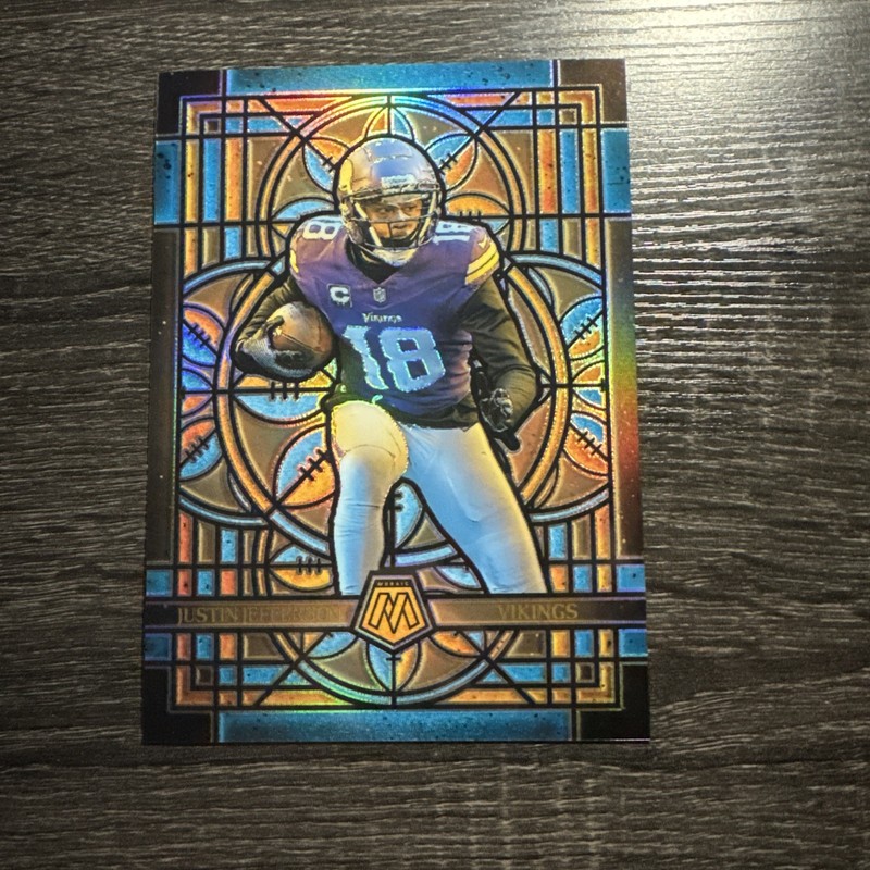 2025 Panini Mosaic Justin Jefferson Stained Glass #16 Vikings Jumbo Card